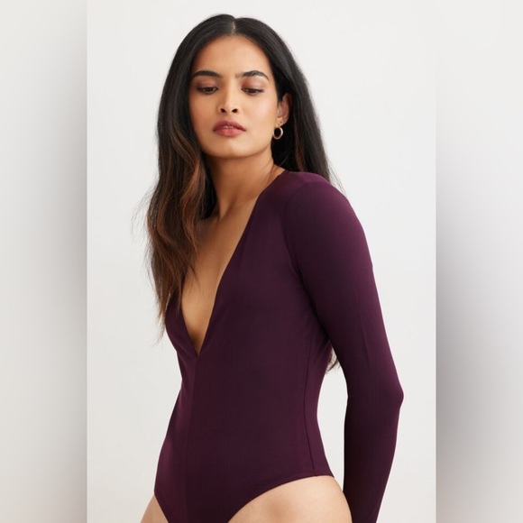 DYNAMITE | BNWT Sculpt long sleeve deep V neck body suit | size large - Picture 3 of 12